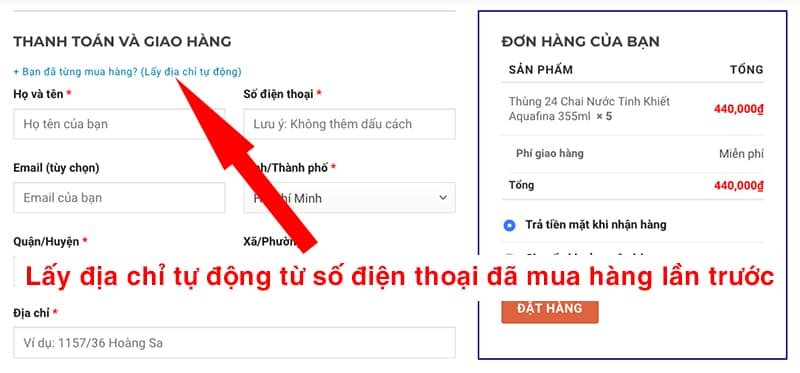 lay dia chi tu so dien thoai da mua hang